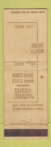 Matchbook Cover - North Shore State Bank Shorewood WI WORN