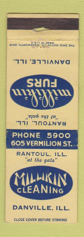 Matchbook Cover - Millikin Cleaning Danville IL Rantoul WEAR