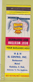 Matchbook Cover - H&H El Centro Motel Kadoka SD