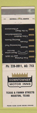 Matchbook Cover - Downtowner Motor Inns Houston TX