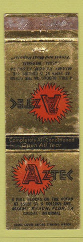 Matchbook Cover - Aztec Miami Beach FL WORN