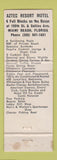 Matchbook Cover - Aztec Miami Beach FL WORN