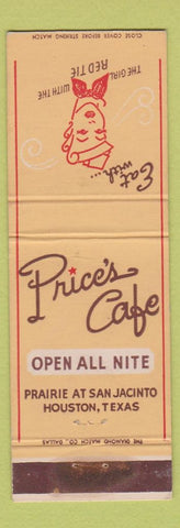 Matchbook Cover - Price's Cafe Houston TX girlie