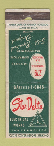 Matchbook Cover - Star Delta Electrical Works San Francisco CA WORN
