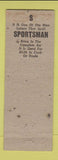 Matchbook Cover - The Sportsman Newark NJ Sporting Goods Tackle
