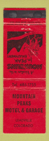 Matchbook Cover - Mountain Peaks Motel Garage Leadville Colorado WEAR
