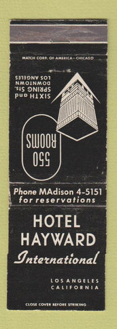 Matchbook Cover - Hotel Hayward Los Angeles CA WEAR