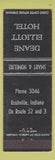 Matchbook Cover - Deane Elliott Hotel Rushville IN