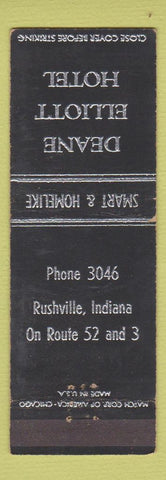 Matchbook Cover - Deane Elliott Hotel Rushville IN