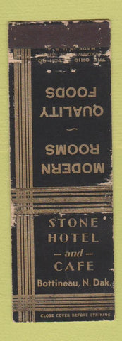 Matchbook Cover - Stone Hotel Cafe Bottineau ND WORN