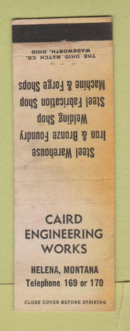 Matchbook Cover - Caird Engineering Helena MT low phone # POOR