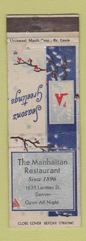 Matchbook Cover - Manhattan Restaurant Denver Colorado Christmas WEAR