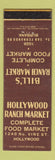 Matchbook Cover - Hollywood Ranch Market Hollywood CA Burbank CA