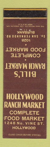 Matchbook Cover - Hollywood Ranch Market Hollywood CA Burbank CA