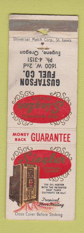 Matchbook Cover - Siegler Heaters Gustafson Fuel Eugene OR WEAR