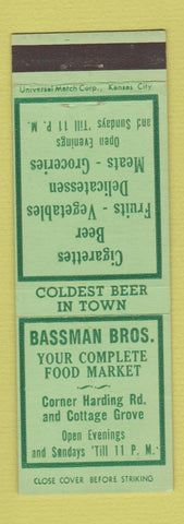 Matchbook Cover - Bassman Bros Market Grocery Des Moines IA WEAR