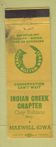 Matchbook Cover - Indian Creek Chapter Maxwell IA STAINED WORN