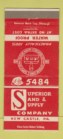 Matchbook Cover - Superior Sand Supply New Castle PA 30 Strike