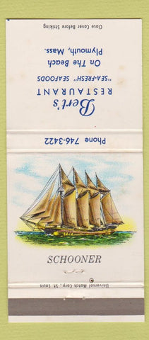 Matchbook Cover - Bert's Restaurant Plymouth MA WEAR 30 Strike