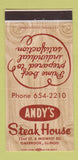 Matchbook Cover - Andy's Steak House Oakbrook IL 30 Strike
