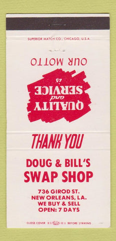 Matchbook Cover - Doug & Bill's Swap Shop New Orleans LA 30 Strike