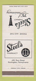 Matchbook Cover - Steel's Drugs Huntingdon PA 30 Strike