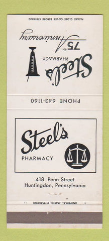 Matchbook Cover - Steel's Drugs Huntingdon PA 30 Strike