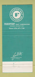 Matchbook Cover - Froedtert Malt Corp Beer Milwaukee WI 30 Strike
