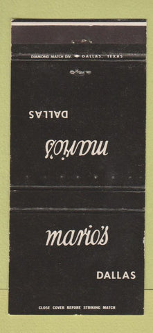 Matchbook Cover - Mario's Dallas TX 30 Strike
