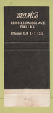 Matchbook Cover - Mario's Dallas TX 30 Strike