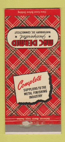 Matchbook Cover - Mac Dermid Inc Waterbury CT Metal Finishing WEAR 30 Strike