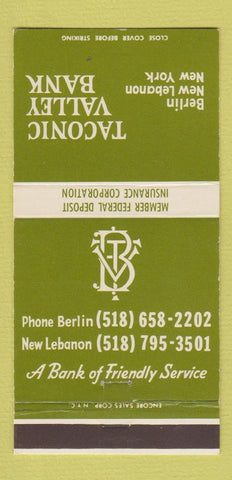 Matchbook Cover - Taconic Valley Bank Berlin New Lebanon NY 30 Strike