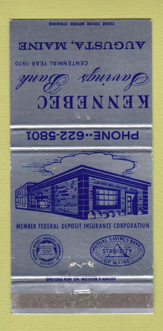 Matchbook Cover - Kennebec Savings Bank Augusta ME 30 Strike
