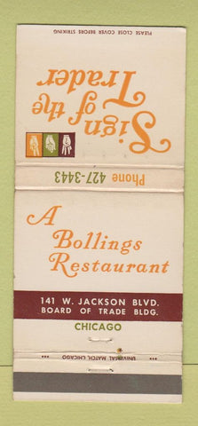 Matchbook Cover - Sing of the Trader Chicago IL Deaf? Restaurant WEAR 30 Strike