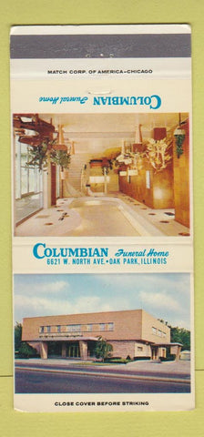 Matchbook Cover - Columbian Funeral Home Oak Park IL 30 Strike