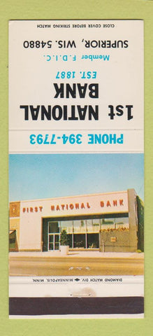 Matchbook Cover - 1st National Bank Superior WI 30 Strike