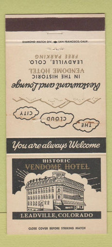 Matchbook Cover - Vendome Hotel Leadville Colorado 30 Strike