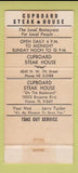 Matchbook Cover - Cupboard Steak House Miami FL 30 Strike