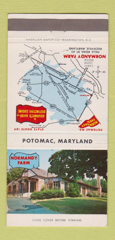 Matchbook Cover - Normandy Farm Potomac MD 30 Strike
