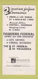 Matchbook Cover - Pasadena Federal Savings CA 30 Strike