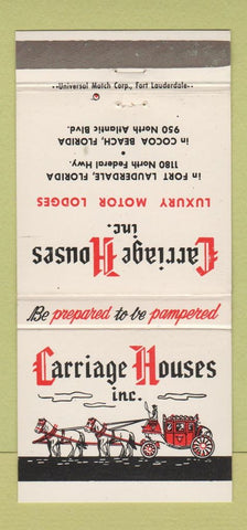 Matchbook Cover - Carriage Houses Cocoa Beach FL Fort Lauderdale 30 Strike