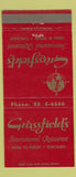 Matchbook Cover - Grassfield's Restaurant Chicago IL 30 Strike