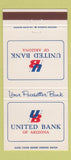 Matchbook Cover - United Bank of Arizona Tempe Mesa Yuma AZ 30 Strike