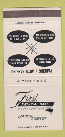 Matchbook Cover - First National Bank Chillicothe OH 30 Strike