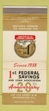Matchbook Cover - 1st Federal Savings Washington DC 30 Strike