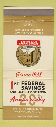 Matchbook Cover - 1st Federal Savings Washington DC 30 Strike