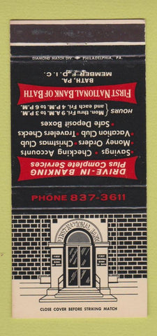Matchbook Cover - First National Bank of Bath PA 30 Strike