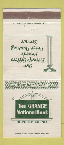 Matchbook Cover - Grange National Bank Potter County 30 Strike