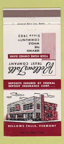 Matchbook Cover - Bellows Falls Trust Company VT 30 Strike