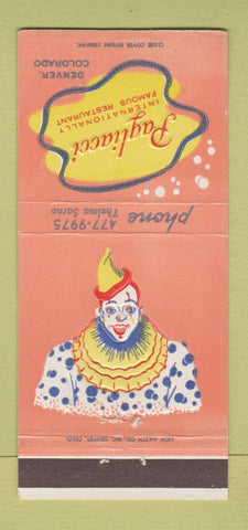 Matchbook Cover - Pagliacci Italian Restaurant Denver Colorado 30 Strike